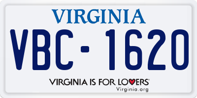 VA license plate VBC1620
