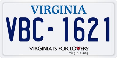 VA license plate VBC1621