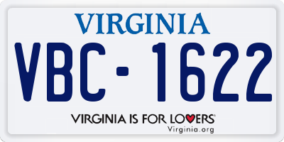 VA license plate VBC1622