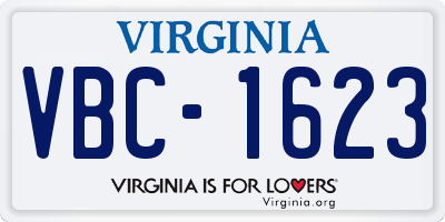 VA license plate VBC1623