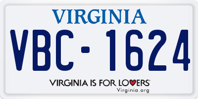 VA license plate VBC1624