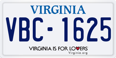 VA license plate VBC1625