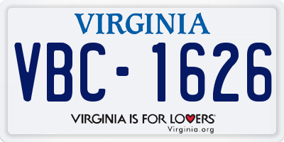VA license plate VBC1626