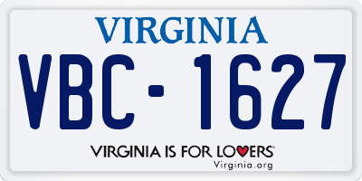 VA license plate VBC1627