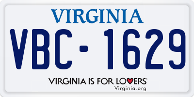 VA license plate VBC1629