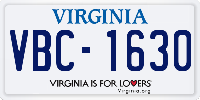 VA license plate VBC1630
