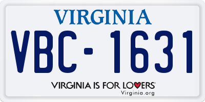 VA license plate VBC1631