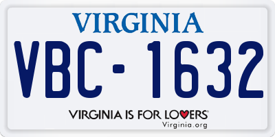 VA license plate VBC1632