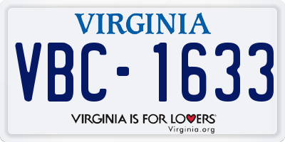 VA license plate VBC1633