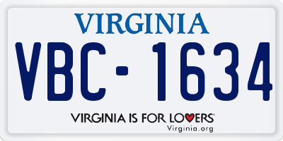 VA license plate VBC1634