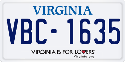 VA license plate VBC1635