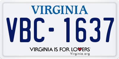 VA license plate VBC1637