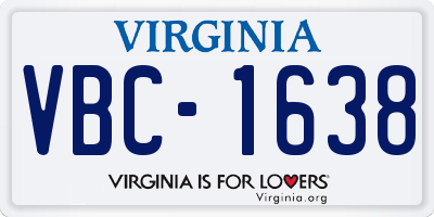 VA license plate VBC1638