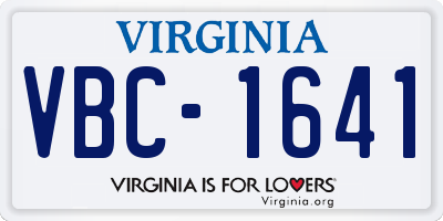 VA license plate VBC1641