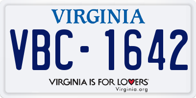 VA license plate VBC1642