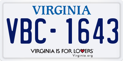 VA license plate VBC1643