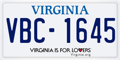 VA license plate VBC1645