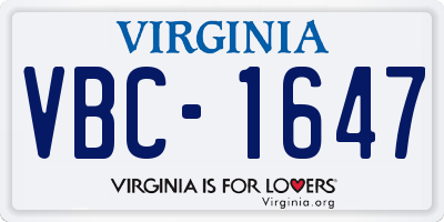 VA license plate VBC1647