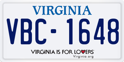 VA license plate VBC1648