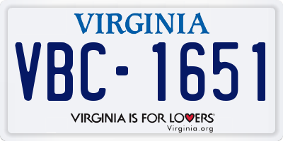 VA license plate VBC1651