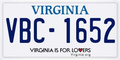 VA license plate VBC1652