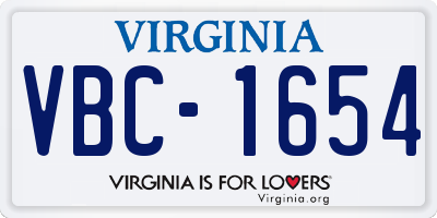 VA license plate VBC1654