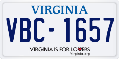 VA license plate VBC1657