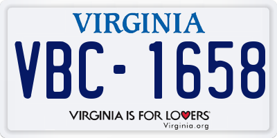 VA license plate VBC1658