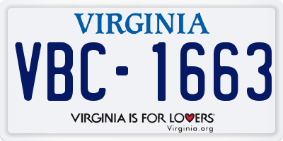 VA license plate VBC1663