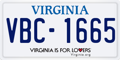 VA license plate VBC1665
