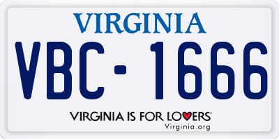 VA license plate VBC1666