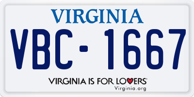 VA license plate VBC1667