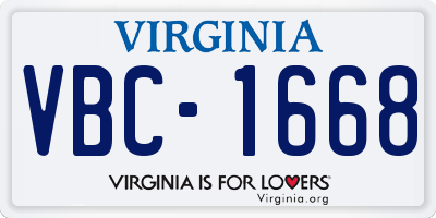 VA license plate VBC1668