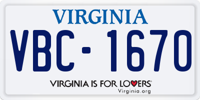 VA license plate VBC1670