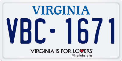 VA license plate VBC1671