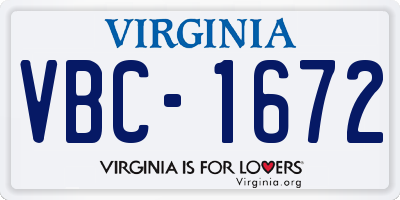 VA license plate VBC1672
