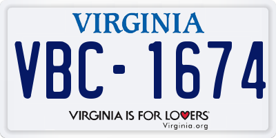 VA license plate VBC1674