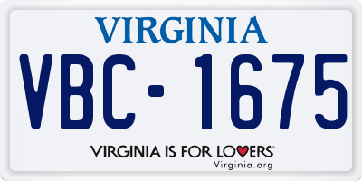 VA license plate VBC1675