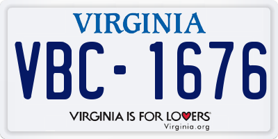 VA license plate VBC1676