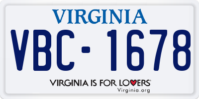 VA license plate VBC1678