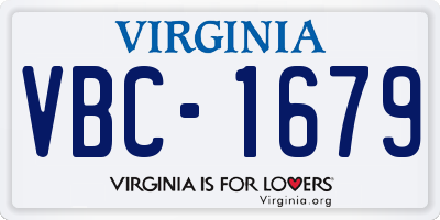 VA license plate VBC1679