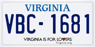 VA license plate VBC1681