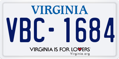 VA license plate VBC1684