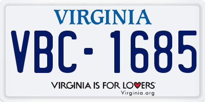 VA license plate VBC1685