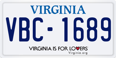 VA license plate VBC1689