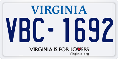 VA license plate VBC1692