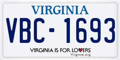 VA license plate VBC1693