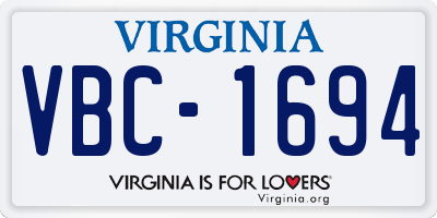 VA license plate VBC1694