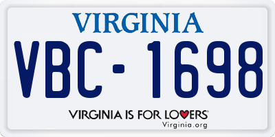 VA license plate VBC1698
