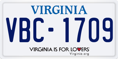 VA license plate VBC1709